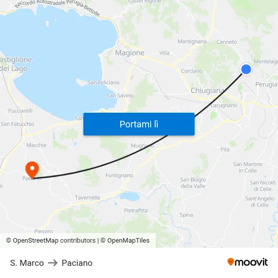 S. Marco to Paciano map
