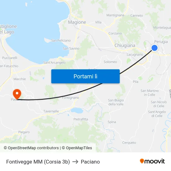 Fontivegge M​M (Corsia 3b) to Paciano map