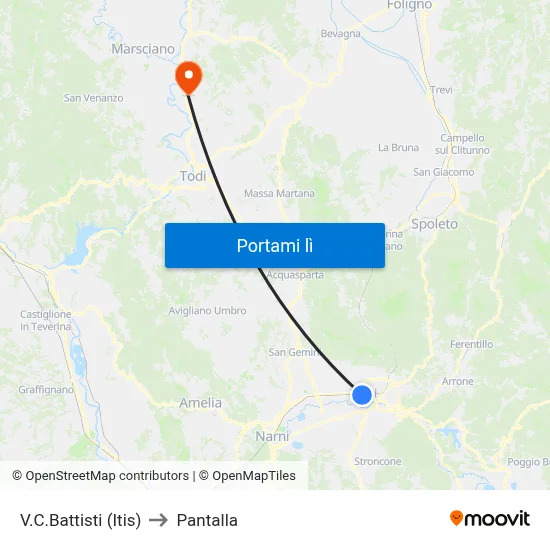V.C.Battisti (Itis) to Pantalla map