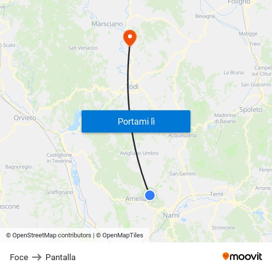 Foce to Pantalla map