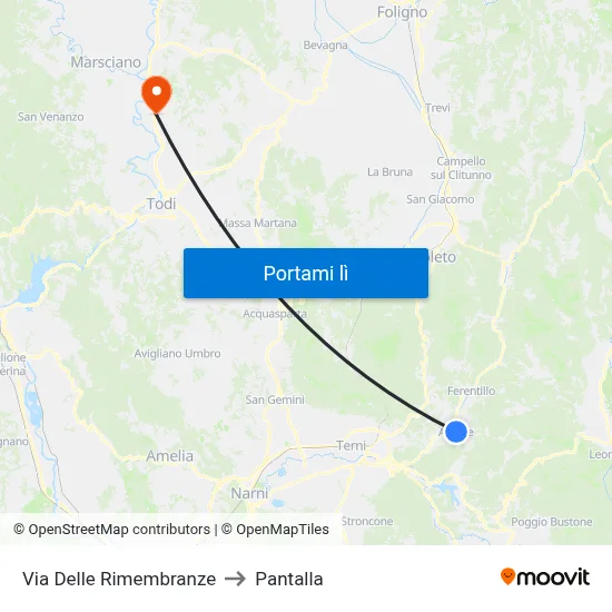 Via Delle Rimembranze to Pantalla map