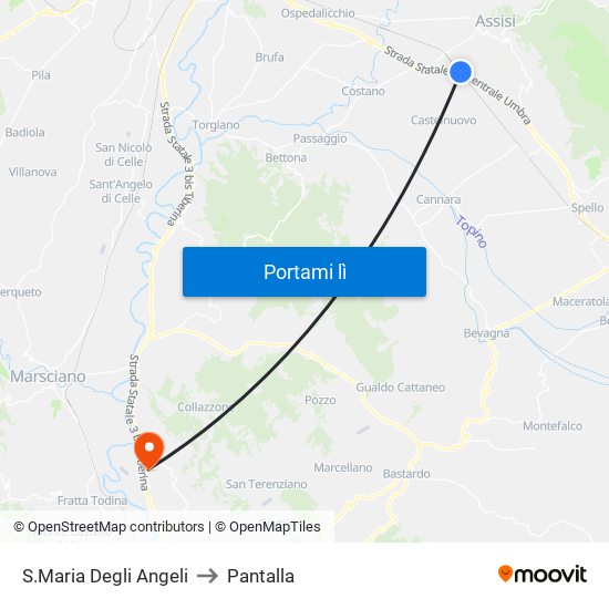 S.Maria Degli Angeli to Pantalla map