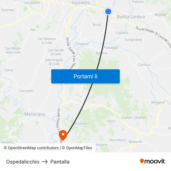 Ospedalicchio to Pantalla map
