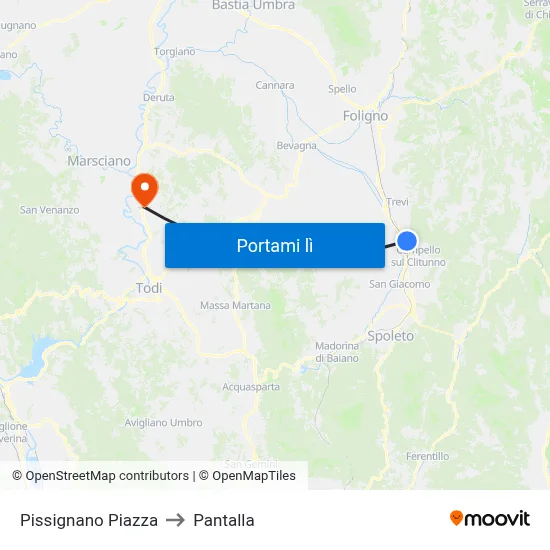 Pissignano Piazza to Pantalla map