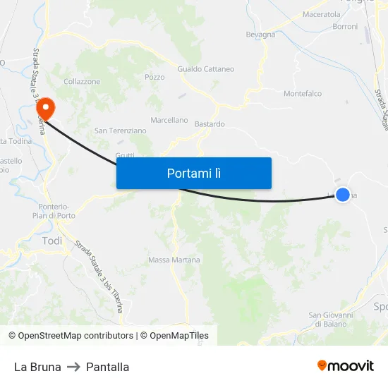 La Bruna to Pantalla map