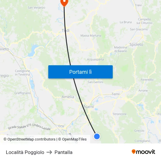 Località Poggiolo to Pantalla map