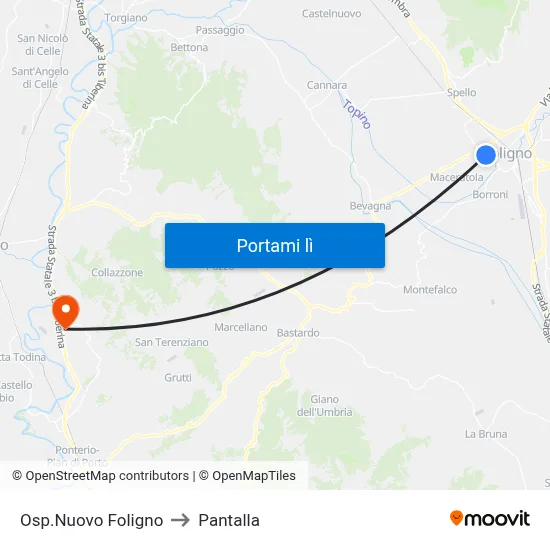 Osp.Nuovo Foligno to Pantalla map