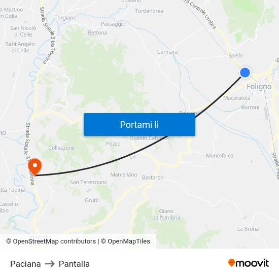Paciana to Pantalla map