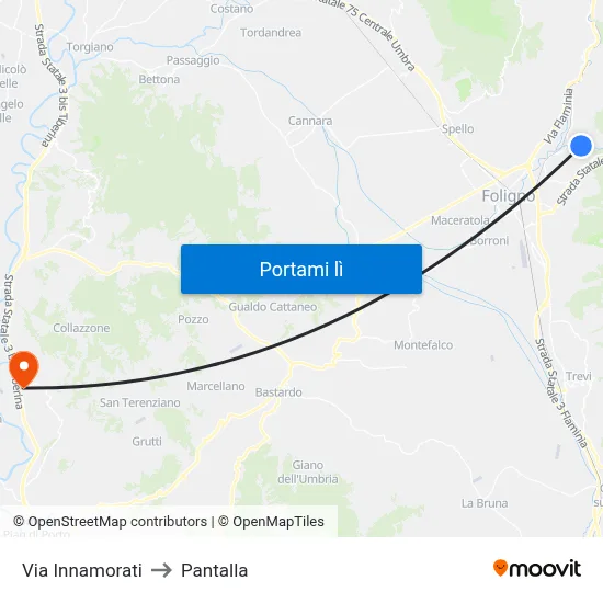 Via Innamorati to Pantalla map