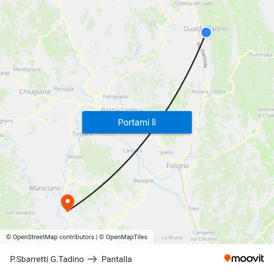 P.Sbarretti G.Tadino to Pantalla map