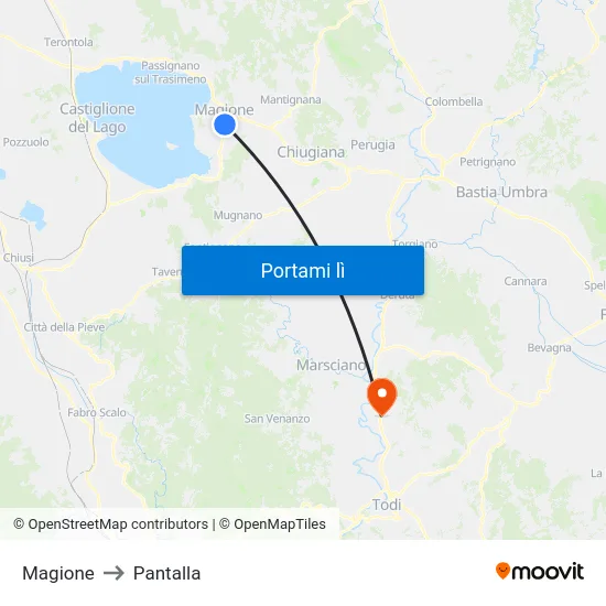 Magione to Pantalla map