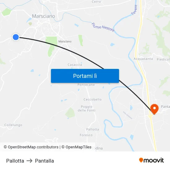 Pallotta to Pantalla map
