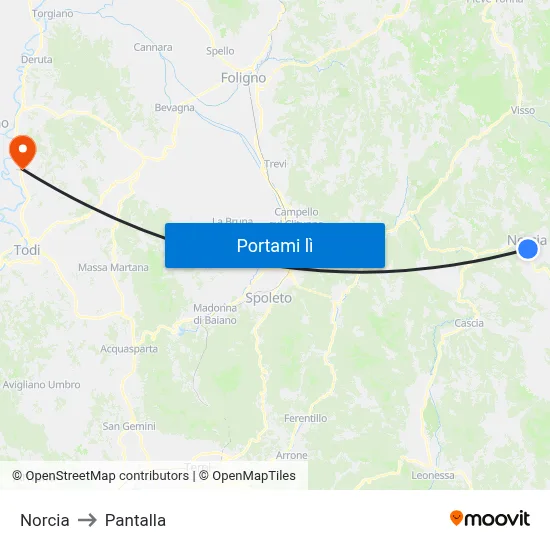 Norcia to Pantalla map