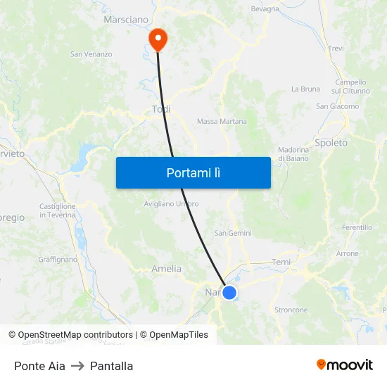 Ponte Aia to Pantalla map