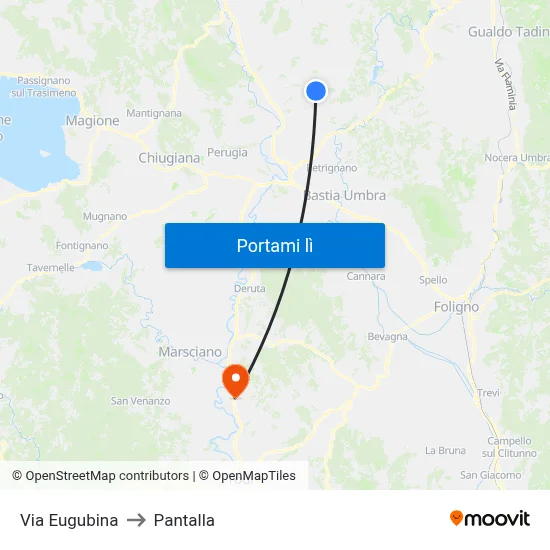 Via Eugubina to Pantalla map
