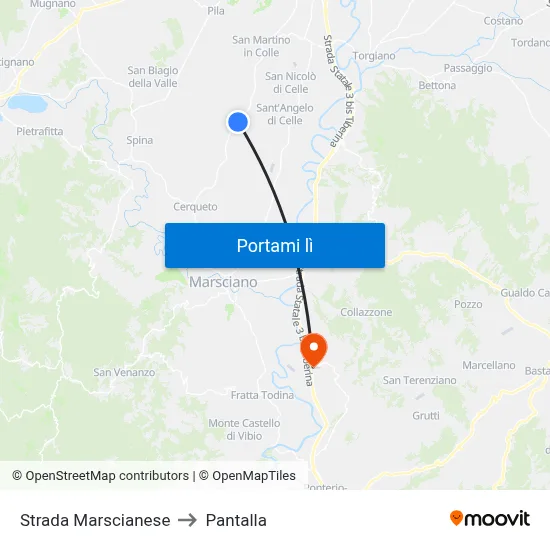 Strada Marscianese to Pantalla map