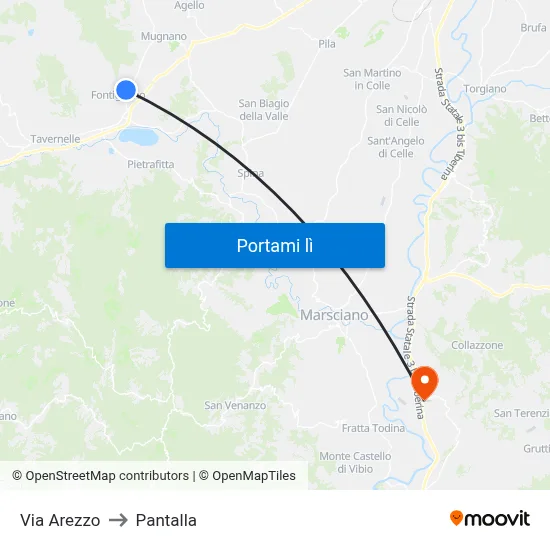 Via Arezzo to Pantalla map