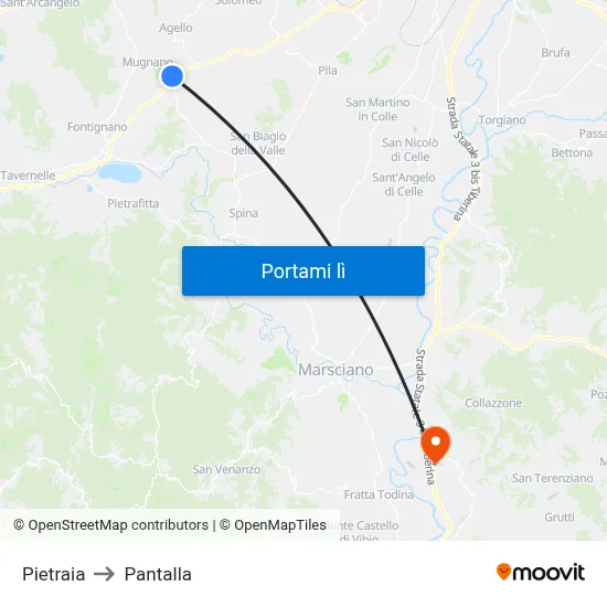 Pietraia to Pantalla map