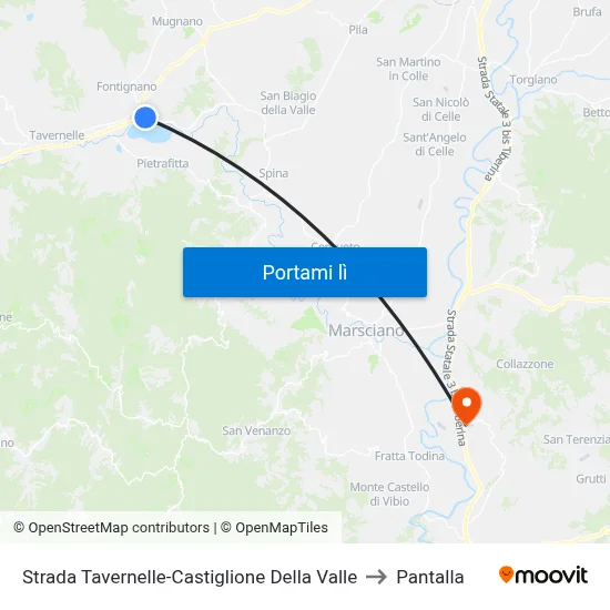Strada Tavernelle-Castiglione Della Valle to Pantalla map