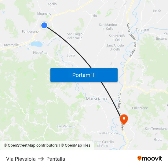 Via Pievaiola to Pantalla map