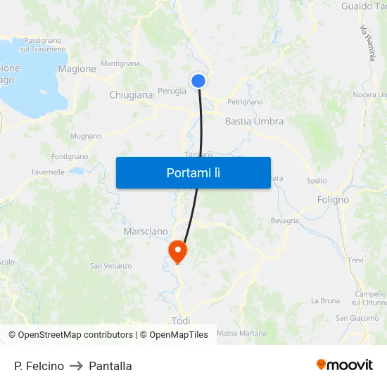 P. Felcino to Pantalla map