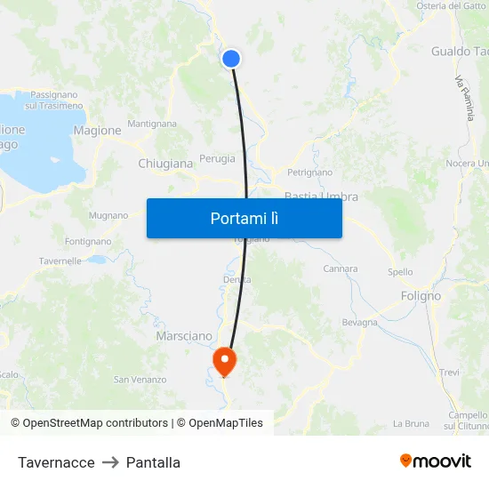 Tavernacce to Pantalla map