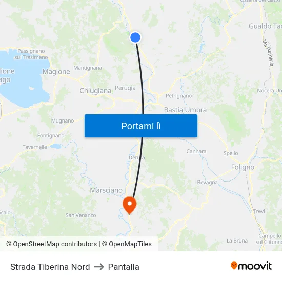 Strada Tiberina Nord to Pantalla map