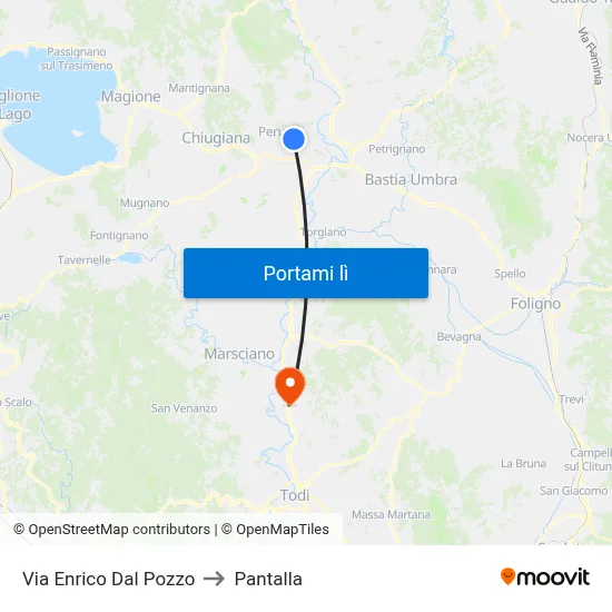 Via Enrico Dal Pozzo to Pantalla map