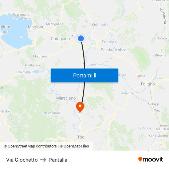 Via Giochetto to Pantalla map