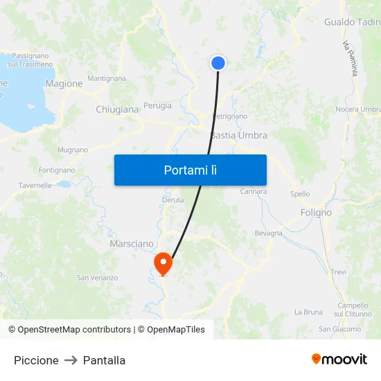 Piccione to Pantalla map