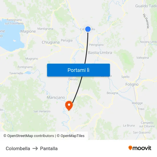 Colombella to Pantalla map