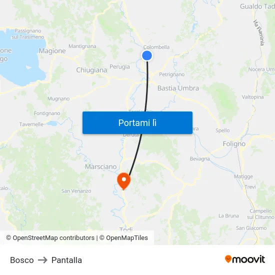 Bosco to Pantalla map