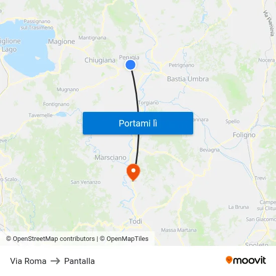 Via Roma to Pantalla map