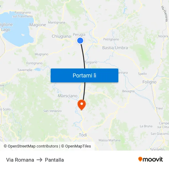 Via Romana to Pantalla map