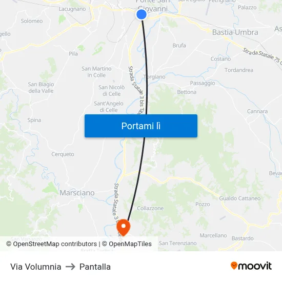 Via Volumnia to Pantalla map