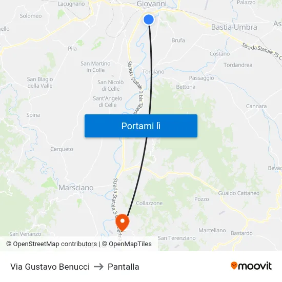 Via Gustavo Benucci to Pantalla map