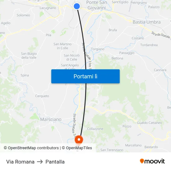 Via Romana to Pantalla map