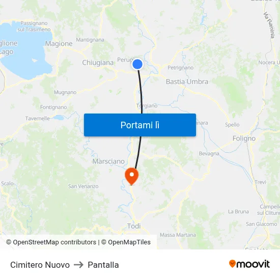 Cimitero Nuovo to Pantalla map