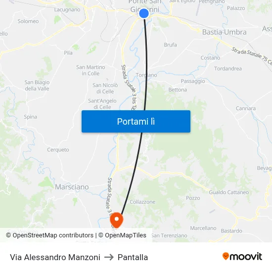 Via Alessandro Manzoni to Pantalla map
