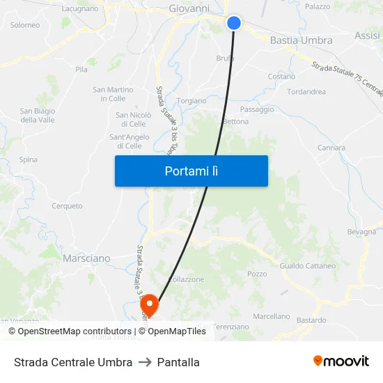 Strada Centrale Umbra to Pantalla map