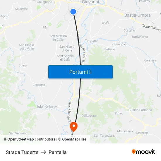Strada Tuderte to Pantalla map