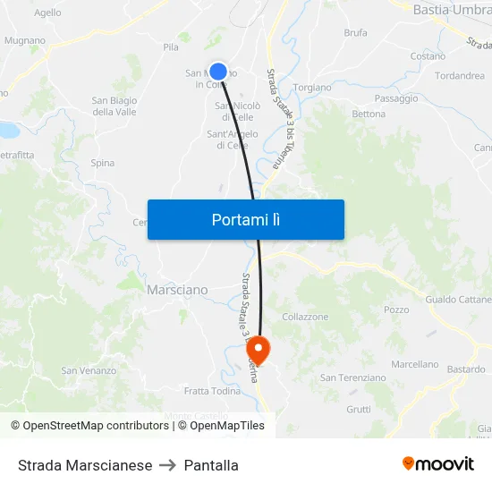 Strada Marscianese to Pantalla map