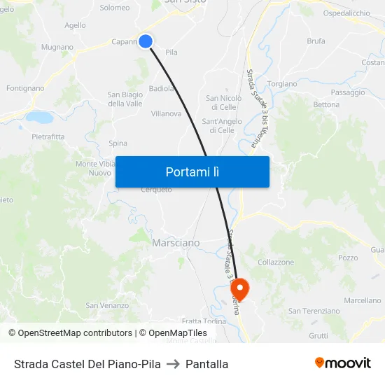 Strada Castel Del Piano-Pila to Pantalla map