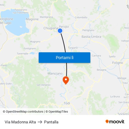 Via Madonna Alta to Pantalla map