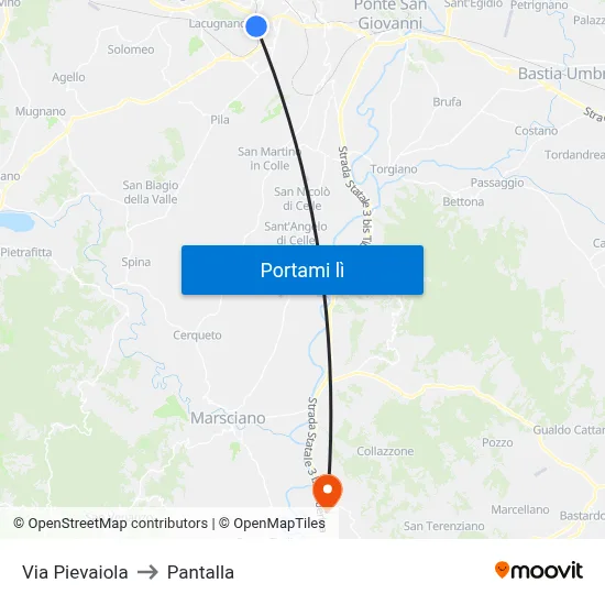 Via Pievaiola to Pantalla map