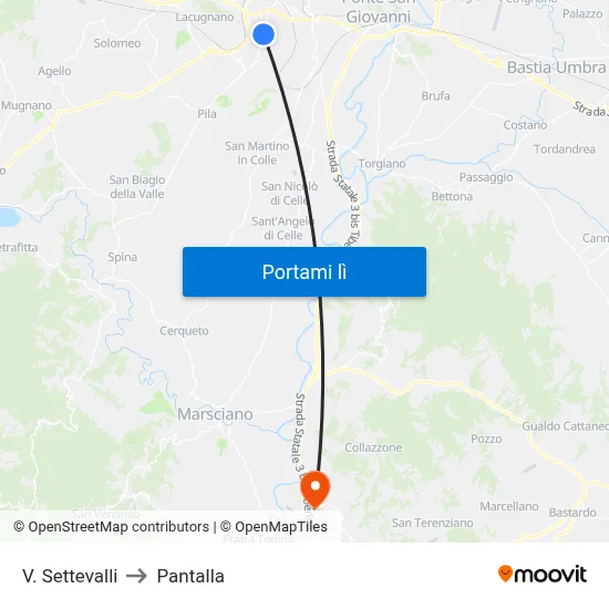 V. Settevalli to Pantalla map