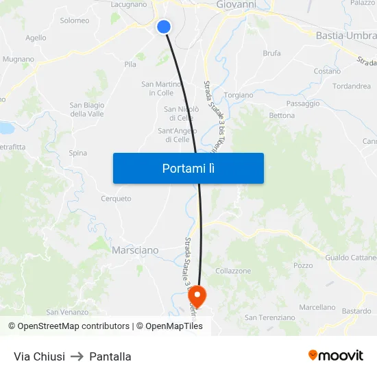 Via Chiusi to Pantalla map