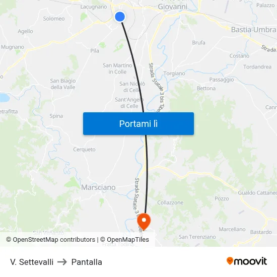 V. Settevalli to Pantalla map