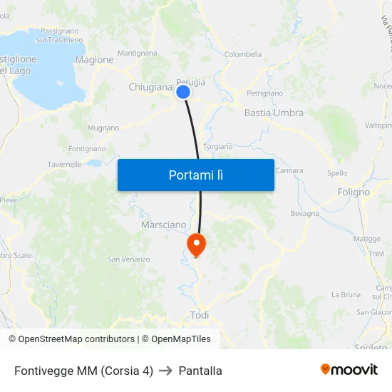 Fontivegge M​M (Corsia 4) to Pantalla map