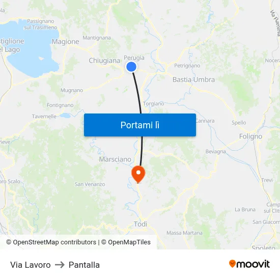 Via Lavoro to Pantalla map
